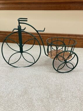 Decorative Metal Tricycle Plant Stand - Green